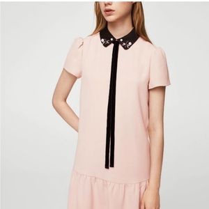 Mango babydoll dragonfly pink dress SMALL